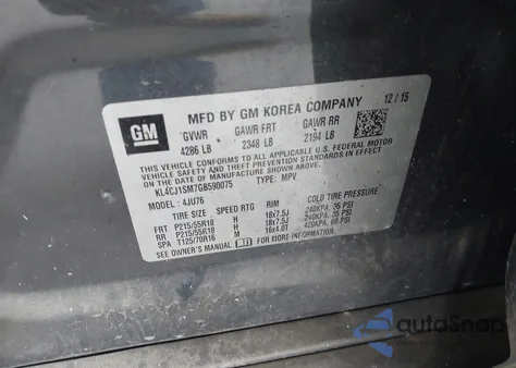 2016 Buick Encore Sport Touring from USA, damaged, VIN KL4CJ1SM7GB590075